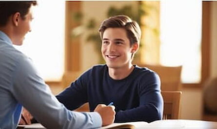 Image of a tutor and a male student