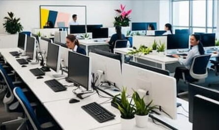 Image of office working desks and office workers