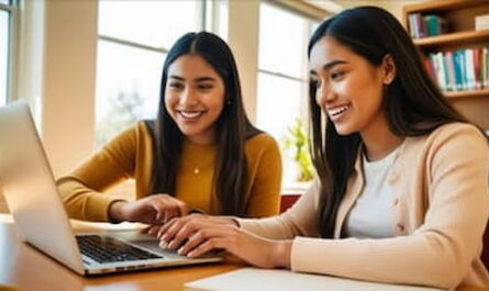 Image of two females searching for how can I find lesser known scholarships?