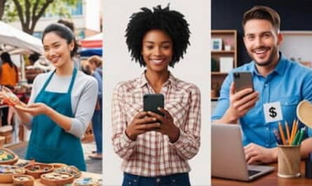 Image of 2 ladies and a gent making quick money online