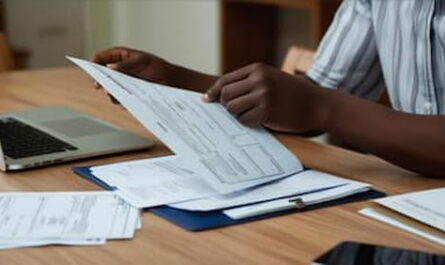 Image of someone examining some documents
