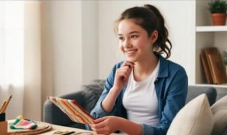 Image of a teenage girl making a handcraft wear with methods on how to make money offline