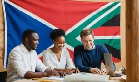 Image of three south africans conducting physical work