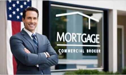 Image of a mortgage broker standing in front of a commercial property
