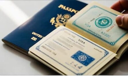 Edited image showing U.S. passport with a visa on arrival permit