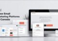 Image of laptop showing email marketing platforms