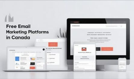 Image of laptop showing email marketing platforms