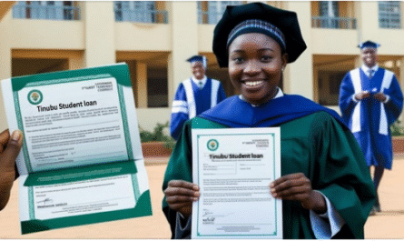 Image of a female student holding a Tinubu student loan application