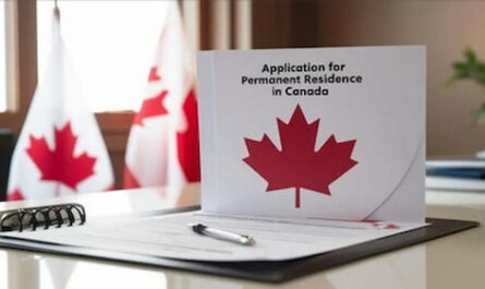 image postcard showing application process for permanent residence in Canada