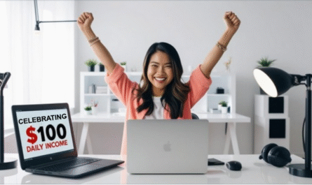 Image of someone celebrating YouTube $100 earning