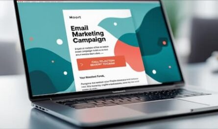 Image of a laptop displaying an email marketing campaign.