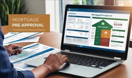 Image of a laptop showing a clients credit score