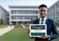Image of student holding a tablet showing private student loans