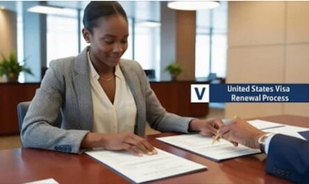 Image showing lady at the office for US visa renewal process