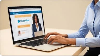 A person using a laptop showing ShareAsale-affiliate-program