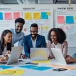 Image showing a team of digital marketing workers discussing social media post ideas
